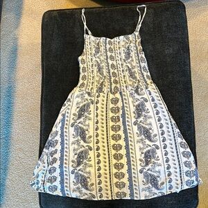 Blue and White Spaghetti Strap Mini Sundress